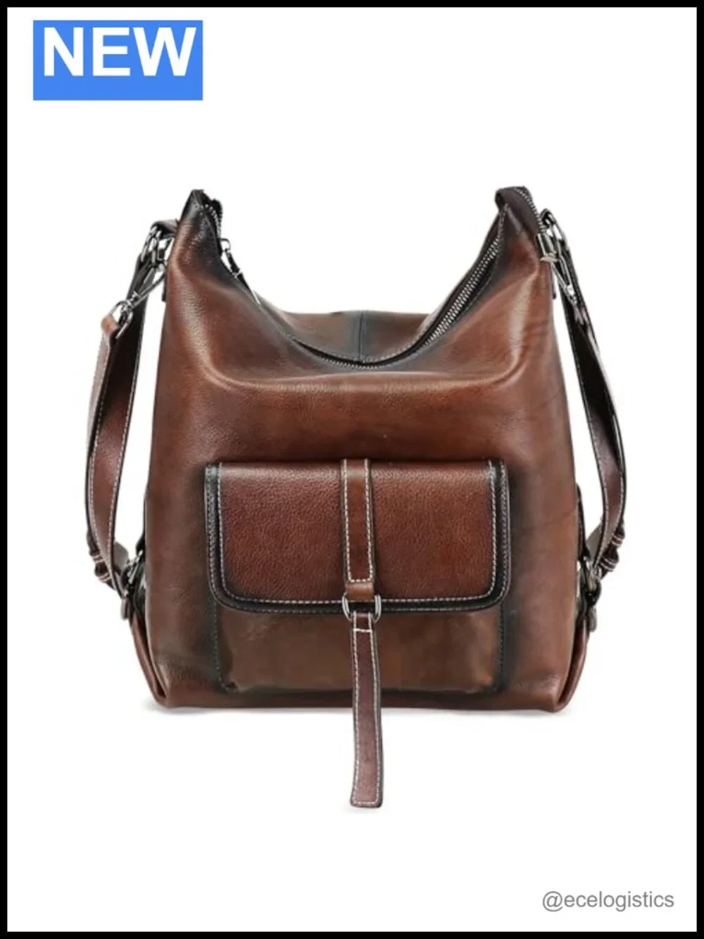 Genuine Leather 3-in-1 Hobo Bag Crossbody Backpack Purse Handbag